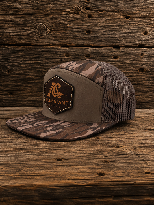 Bottomland 7 panel/ leather stitched logo SnapBack