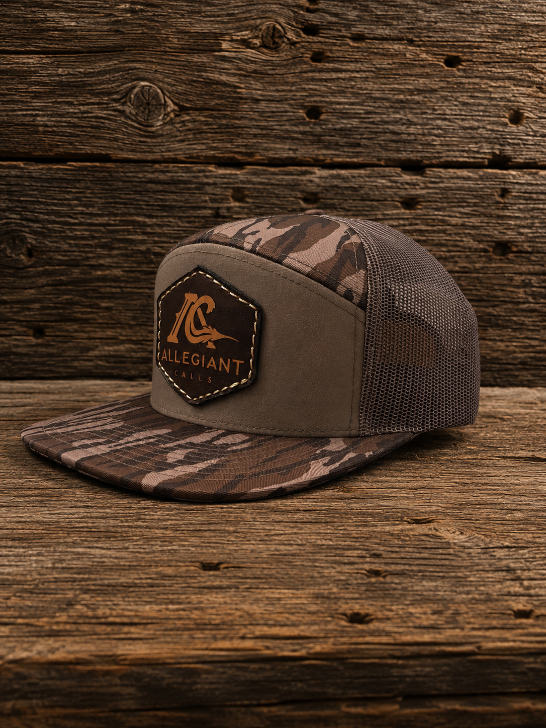 Bottomland 7 panel/ leather stitched logo SnapBack