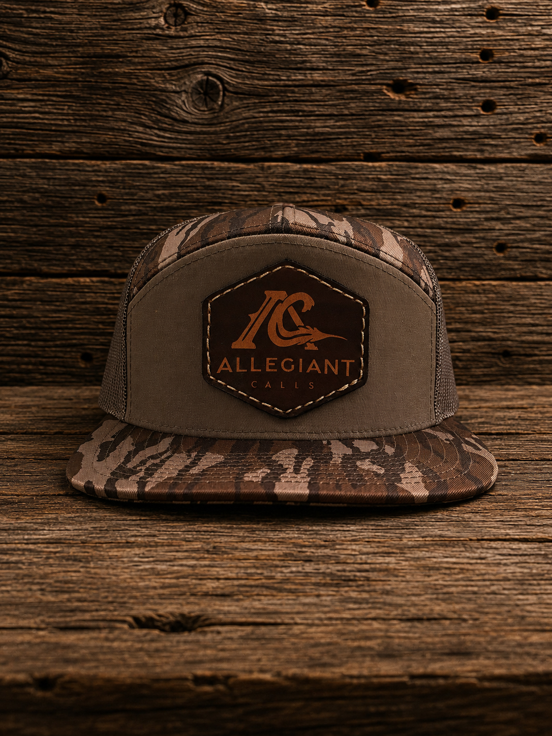 Bottomland 7 panel/ leather stitched logo SnapBack